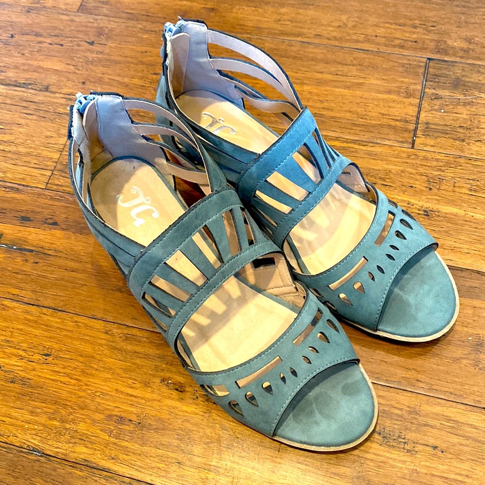 Blue cut out sandals